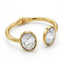 Bracelete cristal oval prata
