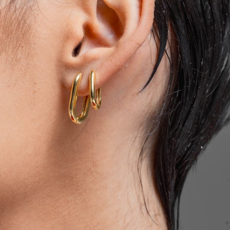 Argola Retangular Cool M — Dourado