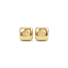 Brinco quadrado liso médio dourado em semijoia