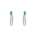 Brinco ear jacket corrente esmeralda dourado