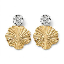 Brinco detalhado liso bicolor prata e dourado