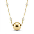 Colar cristais e bola lisa dourado