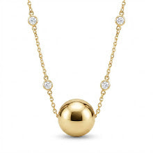 Colar cristais e bola lisa dourado