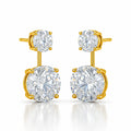 Brinco ear jacket ponto de luz cristal dourado