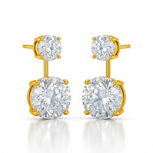 Brinco ear jacket ponto de luz cristal dourado