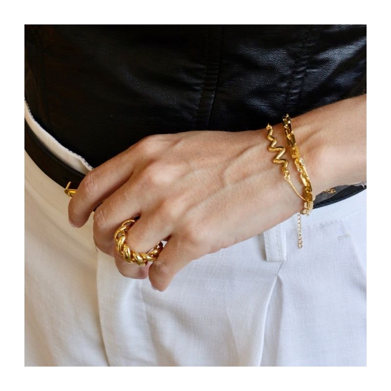 Pulseira Elos Retangulares M — Dourado